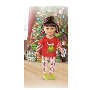 NIB My Life As 18" Poseable Doll – Grinch Sleepover Set (Brunette/Green Eyes)